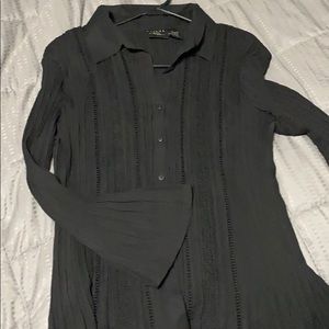 Black dressy button up sheer blouse